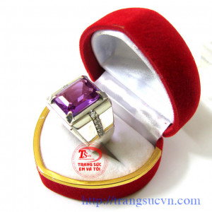 Nhẫn nam thạch anh tím