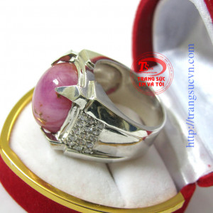 Nhẫn ruby bạc xi vàng