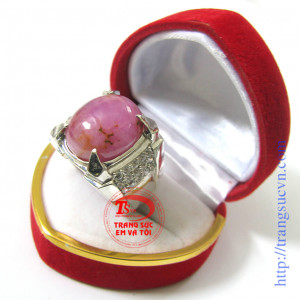 Nhẫn ruby bạc xi vàng
