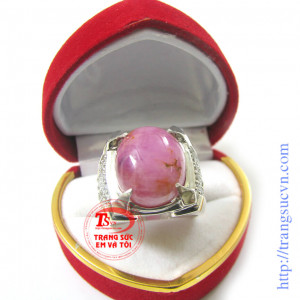 Nhẫn ruby bạc xi vàng