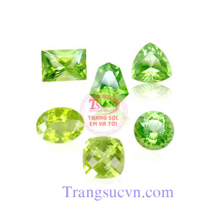 Đá peridot vuông mặt vàng trắng