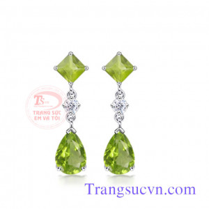 Bông tay vàng trắng peridot