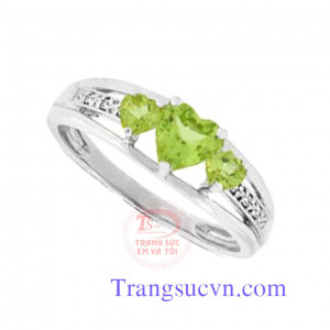 Nhẫn nữ vàng tây gắn đá Peridot thiên nhiên