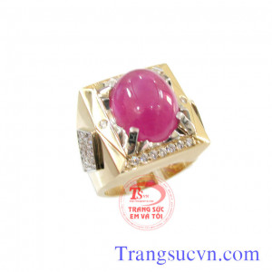 Nhẫn được chế tác trên chất liệu vàng tây gắn đá ruby thiên nhiên   Sản phẩm có giấy kiểm định đá quý và giấy kiểm định vàng lèm theo sản phẩm.