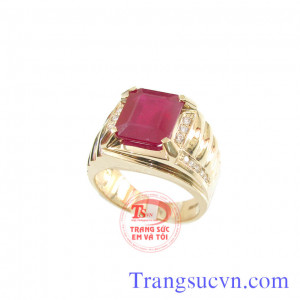 Nhẫn nam ruby mài giác