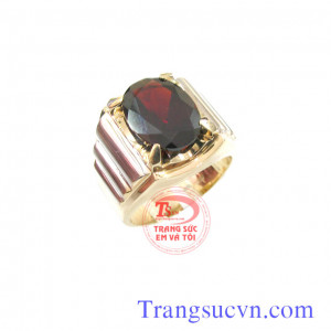 Nhẫn nam garnet thiên nhiên
