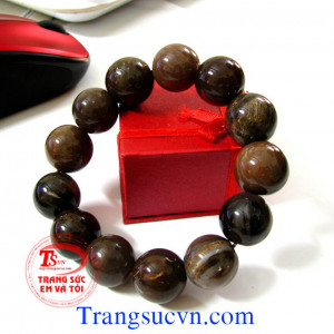 Chuỗi vòng tay nam gỗ hóa thạch 17 ly