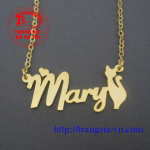 Mặt dây chuyền chữ hình chút mèo