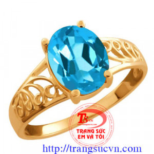 Nhẫn nữ vàng tây gắn đá topaz thiên nhiên