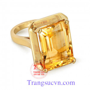 Nhẫn nữ citrine vàng có giấy kiểm định đá quý và giấy kiểm định vàng kèm theo sản phẩm