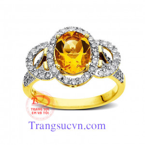 Nhẫn nữ vàng tây gắn đá Natural Citrine