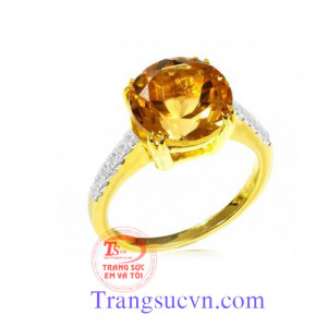 Nhẫn nữ vàng tây gắn đá Natural Citrine