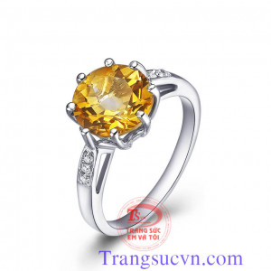 Nhẫn nữ vàng tây gắn đá Natural Citrine