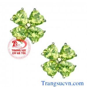 Hoa tai đá peridot có giấy kiểm định vàng và giấy kiểm định đá quý kèm theo hoa tai vàng tây gắn đá peridot thiên nhiên 100%.