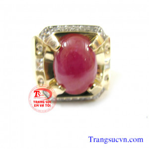 Nhẫn nam vàng gắn ruby thiên nhiên