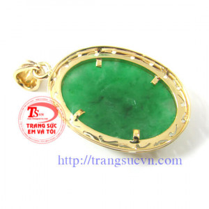 Mặt ngọc hoa cúc vàng 14k cẩm thạch thiên nhiên