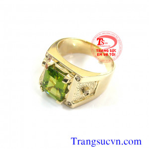 Nhẫn nam peridot thiên nhiên vàng 14k