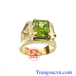 Nhẫn nam peridot thiên nhiên vàng 14k