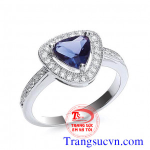 Bộ nữ trang đá quý saphire thiên nhiên vàng tây 18k