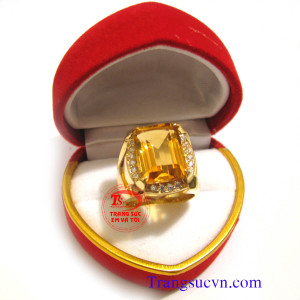 Nhẫn nam thạch anh vàng