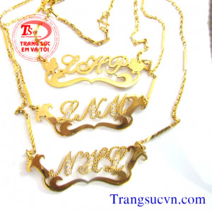 Đặt mặt dây chuyền chữ vàng tây, đặt mặt dây chữ vàng trắng, đặt mặt chữ vàng 10k, 12K,14k,18k theo yêu cầu