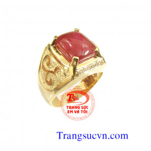 Nhẫn nam ruby thiên nhiên vàng tây 14k