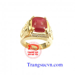 Nhẫn nam ruby thiên nhiên vàng tây 14k