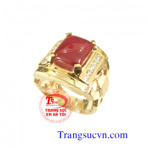 Nhẫn ruby nam vàng 14k đẹp
