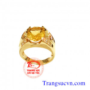 Nhẫn nam vàng 14k gắn Citrine