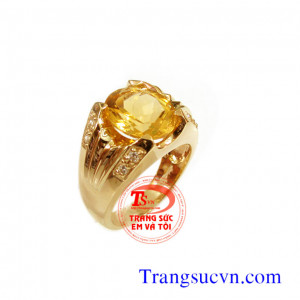 Nhẫn nam thạch anh vàng đẹp