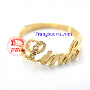 Nhẫn chữ vàng tây,nhan chu vang tay đặt Nhẫn chữ vàng tây giá tốt Nhẫn chữ vàng tây có giấy kiểm định Nhẫn chữ vàng tây