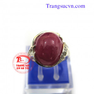 Nhẫn bạc ruby thiên nhiên