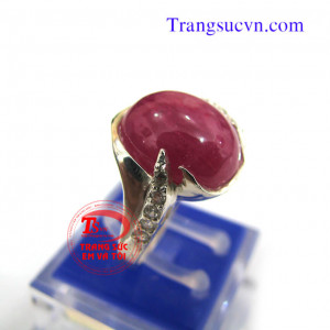 Nhẫn bạc ruby thiên nhiên