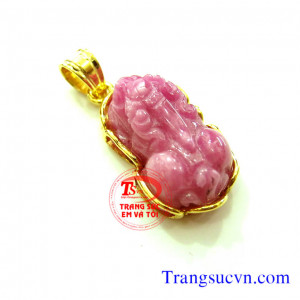 Mặt dây tỳ hưu ruby,mat day ty huu ruby,thiên nhiên,thien nhien,vàng tây Có giấy kiểm định đá quý và giấy kiểm định vàng kèm theo mặt dây tỳ hưu