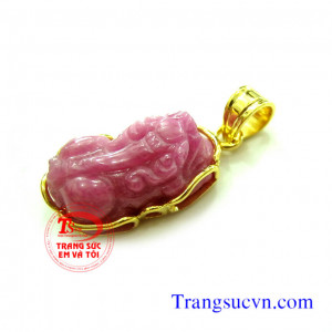 Mặt dây tỳ hưu ruby,mat day ty huu ruby,thiên nhiên,thien nhien,vàng tây Có giấy kiểm định đá quý và giấy kiểm định vàng kèm theo mặt dây tỳ hưu