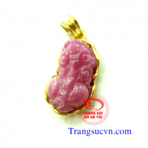 Mặt dây tỳ hưu ruby,mat day ty huu ruby,thiên nhiên,thien nhien,vàng tây Có giấy kiểm định đá quý và giấy kiểm định vàng kèm theo mặt dây tỳ hưu