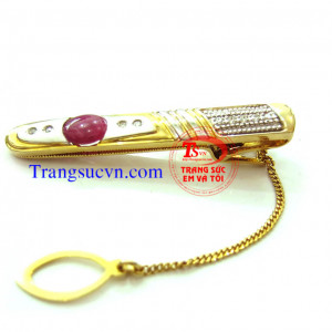 Bán Kẹp Caravat vàng tây gắn ruby thiên nhiên,Kep caravat vang tay gan ruby thien nhien có giấy kiểm định vàng và đá quý Kẹp Caravat vàng tây gắn ruby thiên nhiên,Kẹp Caravat vàng tây gắn ruby thiên nhiên,