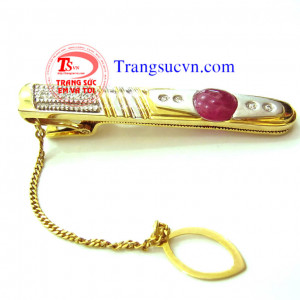 Bán Kẹp Caravat vàng tây gắn ruby thiên nhiên,Kep caravat vang tay gan ruby thien nhien có giấy kiểm định vàng và đá quý Kẹp Caravat vàng tây gắn ruby thiên nhiên,Kẹp Caravat vàng tây gắn ruby thiên nhiên,