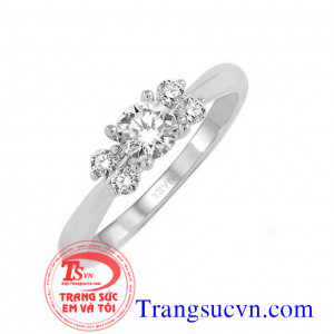 Nhẫn kim hạt nhỏ vàng trắng