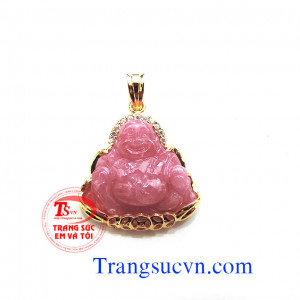 Mặt dây bọc vàng phật di lặc ruby