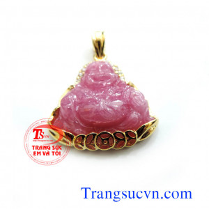 Mặt dây bọc vàng phật di lặc ruby