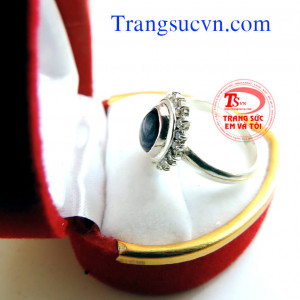 Nhẫn nữ bạc đá sapphire