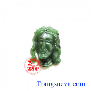 Mặt dây công giáo,mặt dây đá nephrite hình Chúa Giê su,mặt chúa đội mão gai,Chúa kito,Chúa Cứu Thế, Chúa là Vua,Lạy Chúa Giê su chúng con tín thác vào Chúa