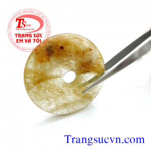 Đồng xu thạch anh tóc thiên nhiên