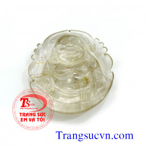 Phật thạch anh tóc tự nhiên   Tên đá quý: Thạch anh tóc thiên nhiên ( Có giấy kiểm định đá quý kèm theo sản phẩm)  Trọng lượng (Weight): 182,25 Carat  Kích thước đá (Size stone): 45,00 x45,50/14,50 mm  - Chiều dài (length): 45,00 mm