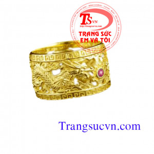 Nhẫn vàng tây rồng chầu ruby sao