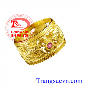 Nhẫn vàng tây rồng chầu ruby sao