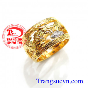 Bán Nhẫn nam rồng vàng 14k đẹp,đặt nhẫn nam vàng tây 14k,nhẫn rồng vàng tây hàng độc,nhẫn nam song long,nhẫn nam có giấy kiểm định vàng