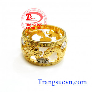 Bán Nhẫn nam rồng vàng 14k đẹp,đặt nhẫn nam vàng tây 14k,nhẫn rồng vàng tây hàng độc,nhẫn nam song long,nhẫn nam có giấy kiểm định vàng