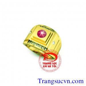 Nhẫn nam vàng tây ruby sao thiên nhiên có giấy kiểm định đá quý và vàng kèm theo đảm bảo chất lượng sản phẩm
